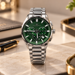 Ferro Men’s Green Dial Silver Stainless Steel Multifunction Watch