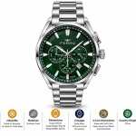 Ferro Men’s Green Dial Silver Stainless Steel Multifunction Watch