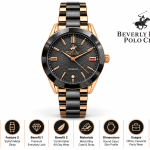 Women’S Black & Rose Gold Stainless Steel Wrist Watch