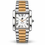 Beverly Hills Polo Club Women'S Watch Analog Mother Of Pearl Dial With Silver/Rose Gold Stainless Steel Band