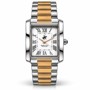 Beverly Hills Polo Club Women'S Watch Analog Mother Of Pearl Dial With Silver/Rose Gold Stainless Steel Band