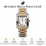Beverly Hills Polo Club Women'S Watch Analog Mother Of Pearl Dial With Silver/Rose Gold Stainless Steel Band