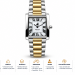 Beverly Hills Polo Club Two-Tone Rectangular Women’S Analog Watch – Silver & Gold Stainless Steel Strap