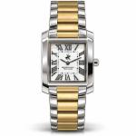 Beverly Hills Polo Club Two-Tone Rectangular Women’S Analog Watch – Silver & Gold Stainless Steel Strap