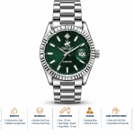Beverly Hills Polo Club Diamond Green Dial Stainless Steel Men’S Watch