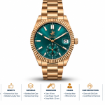Beverly Hills Polo Club Men’S Rose Gold Stainless Steel Watch With Green Dial & Date Display