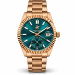 Beverly Hills Polo Club Men’S Rose Gold Stainless Steel Watch With Green Dial & Date Display