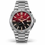 Beverly Hills Polo Club Men’S Stainless Steel Watch – Burgundy Gradient Textured Dial, Black Bezel & Date Display