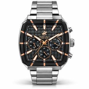Beverly Hills Polo Club Men’S Green Dial Chronograph Watch With Silver Stainless Steel Strap