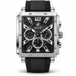 Beverly Hills Polo Club Men’S Square Chronograph Watch – Blue Dial, Black Case & Blue Silicone Strap