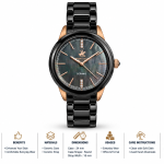 Beverly Hills Polo Club Ceramic Women’S Watch – Black & Rose Gold Mother Of Pearl Dial