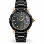 Beverly Hills Polo Club Ceramic Women’S Watch – Black & Rose Gold Mother Of Pearl Dial