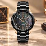 Beverly Hills Polo Club Ceramic Women’S Watch – Black & Rose Gold Mother Of Pearl Dial