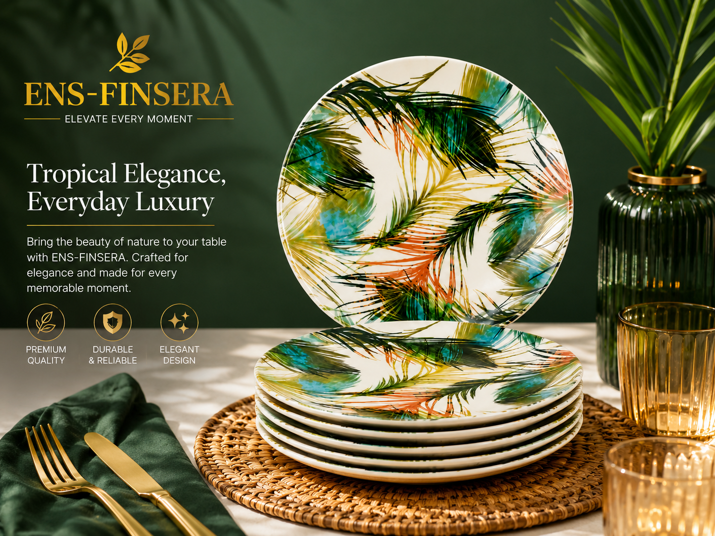 Finsera Tulu Mermer Design 7 Pcs Plate Cake Set MS Department Store Oman