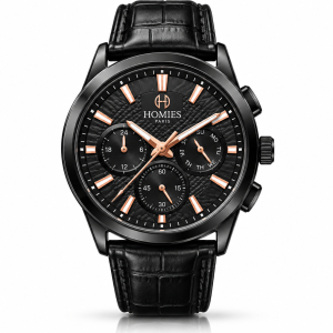 Homies Black Leather Multifunction Watch MS Department Store Oman