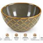 Grey And Mustard Yellow Diamond-Patterned Ceramic Cereal Bowl MS Department Store Oman