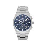 Ferro Men's Stainless Steel Chronograph Watch with Blue Dial & Silver Bracelet MS Department Store Oman