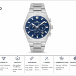 Ferro Men's Stainless Steel Chronograph Watch with Blue Dial & Silver Bracelet MS Department Store Oman