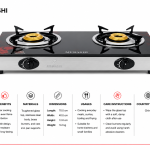 Mebashi Deluxe Double Burner Glass Gas Stove MS Department Store Oman