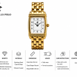 Beverly Hills Polo Club Gold-Tone Rectangular Link Watch MS Department Store Oman