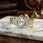 Ceshdun Women'S Silver Dial & Gold Bezel Watch With Bracelete MS Department Store Oman