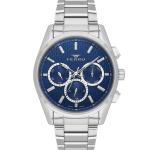 Ferro Men's Multifunction Analog Watch with Blue Textured Dial & Silver Stainless Steel Strap MS Department Store Oman