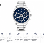 Ferro Men's Multifunction Analog Watch with Blue Textured Dial & Silver Stainless Steel Strap MS Department Store Oman