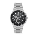 Ferro Men's Stainless Steel Multi-Function Analog Watch with Black Dial – Silver Bracelet MS Department Store Oman