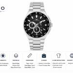 Ferro Men's Stainless Steel Multi-Function Analog Watch with Black Dial – Silver Bracelet MS Department Store Oman