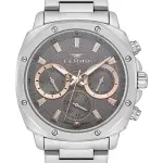 Ferro Men's Multifunction Stainless Steel Watch with Grey Dial & Rose Gold Accents MS Department Store Oman