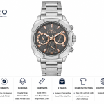 Ferro Men's Multifunction Stainless Steel Watch with Grey Dial & Rose Gold Accents MS Department Store Oman