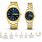 Sveston Crown Gold Couple Watches with Blue Dial  – Assorted MS Department Store Oman