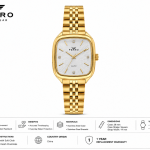 Ferro Women's Gold-Tone Quartz Analog Watch with White Sunray Dial & Crystal Hour Markers MS Department Store Oman