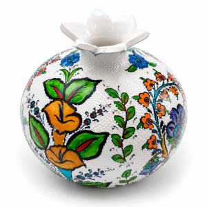 Hand-Painted Floral Pomegranate Ceramic Vase MS Department Store Oman