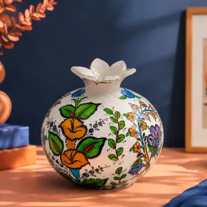 Hand-Painted Floral Pomegranate Ceramic Vase MS Department Store Oman