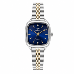 Ferro Women's Two-Tone Stainless Steel Quartz Analog Watch with Blue Square Dial MS Department Store Oman