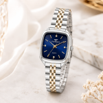 Ferro Women's Two-Tone Stainless Steel Quartz Analog Watch with Blue Square Dial MS Department Store Oman