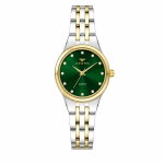 Ferro Women's Two-Tone Stainless Steel Quartz Watch with Green Sunburst Dial & Crystal Hour Markers MS Department Store Oman