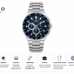 Ferro Men's Multi-Function Stainless Steel Watch with Blue Dial & Silver Bracelet MS Department Store Oman