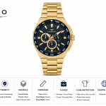 Ferro Men's Gold Stainless Steel Multifunction Analog Watch with Blue Dial MS Department Store Oman