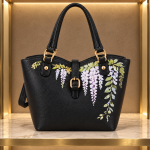 Rezvan Handmade Black Floral Leather Handbag