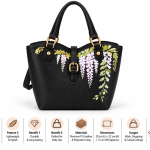 Rezvan Handmade Black Floral Leather Handbag