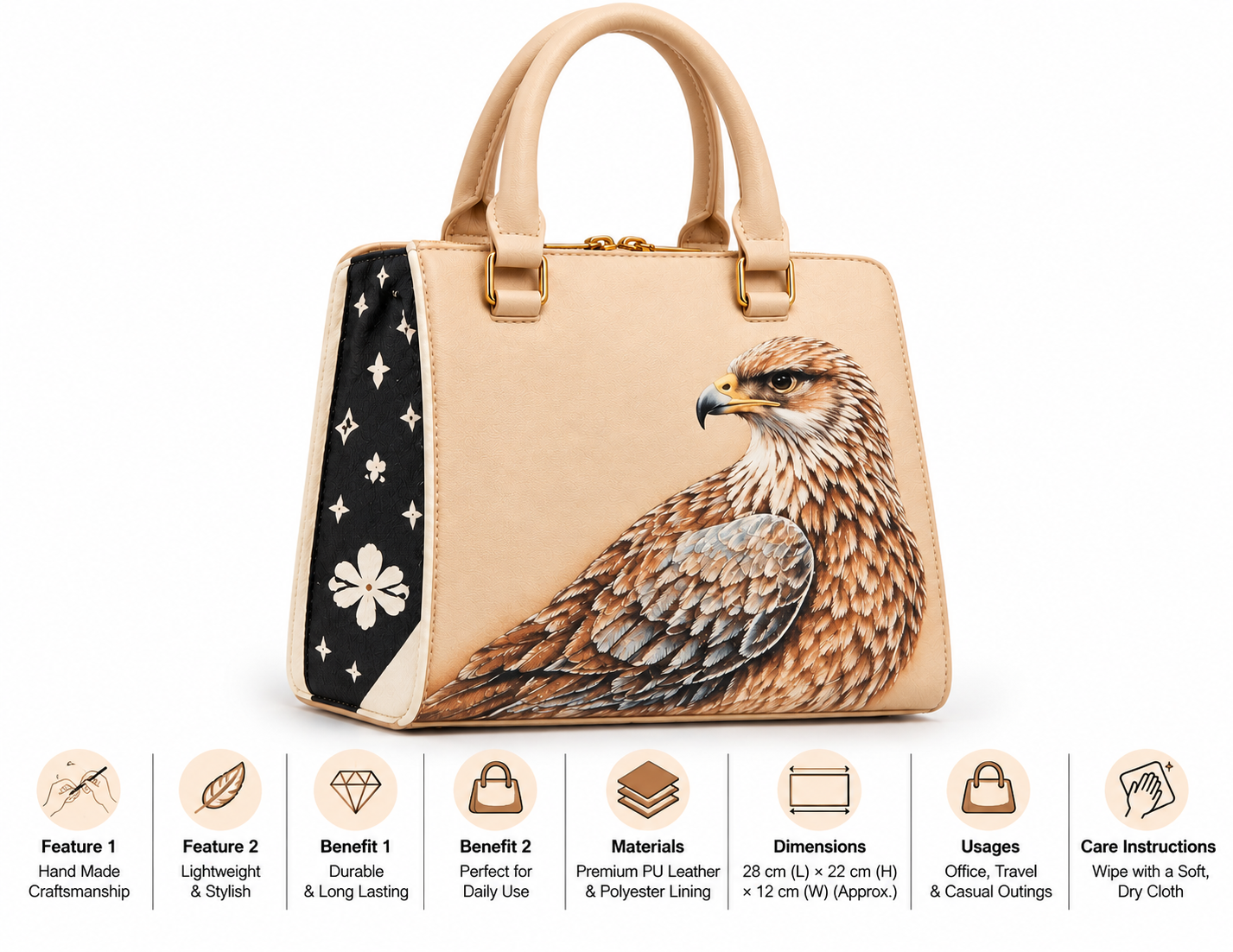 Rezvan Handmade Falcon Design Leather Handbag