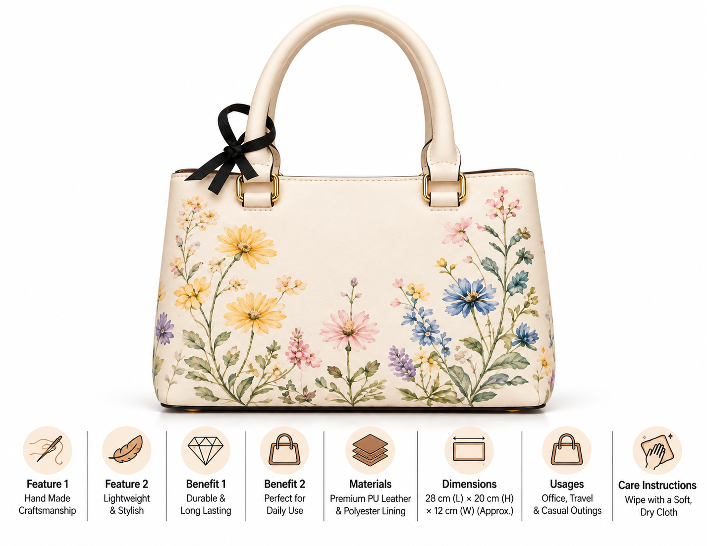 Rezvan Handmade Wildflower Leather Handbag