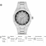 Ferro Men's Multi-Function Stainless Steel Analog Watch – Silver Bracelet, Grey Textured Dial MS Department Store Oman