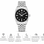 Ferro Women's Stainless Steel Analog Watch with Black Dial & Date Display MS Department Store Oman