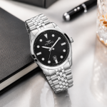 Ferro Women's Stainless Steel Analog Watch with Black Dial & Date Display MS Department Store Oman