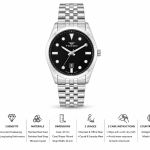 Ferro Women's Stainless Steel Analog Watch with Black Dial & Date Display MS Department Store Oman