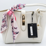 Serkan Canta Women's White Textured Handbag with Printed Scarf MS Department Store Oman