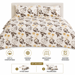 Doux Reves Fitted Sheet Double 02 Pc 200X120+20  MS Department Store Oman
